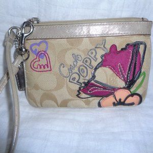 Authentic Signature Coach Poppy Wristlet